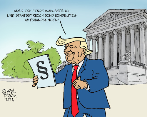 Cartoon: Trumps Amtshandlungen (medium) by Karl Berger tagged trump,supremecourt,amtshandlung,staatsstreich,wahlbetrug,könig,demokratie,trump,supremecourt,amtshandlung,staatsstreich,wahlbetrug,könig,demokratie