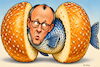 Cartoon: Schnäppchen-Häppchen (small) by KI-Vossy tagged cdu,mecklenburg,vorpommern,fischbrötchen,merz,bundekanzler,slogan,wahl,wahlplakat,fisch,ostsee,schwesig,deutschland,landtagswahl