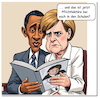 Cartoon: Pflichtlektüre (small) by A Human tagged obama,merkel,usa,washington,trump,freiheit,memoiren,lesereise,cdu,welttournee,bundeskanzlerin,anthem,lektüre,literatur