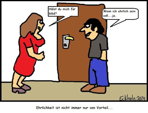 Cartoon: Ehrlichkeit... (medium) by Kritzelfreak1978 tagged ehe,streit,mann,frau,beziehung,konflikt,ehrlichkeit