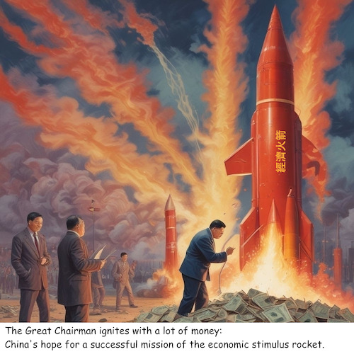 Cartoon: Chinese Economic Rocket (medium) by ArtyFicial tagged china,economic,package,rocket,stimulus,hope