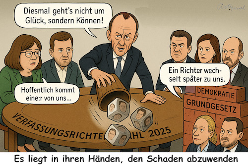 Cartoon: Demnächst in diesem Theater (medium) by ArtyFicial tagged wahl,bundesverfassungsrichter,brosius,gersdorf,cdu,csu,spd,linke,grüne,afd,parteivorsitzende,merz,söder,brantner,banszak,schwerdtner,van,aken,weidel,chrupalla