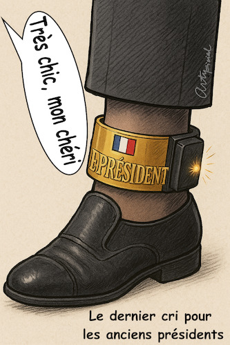 Cartoon: Le Must de Sarkozy (medium) by ArtyFicial tagged france,sarkozy,bracelet,electronique,modele,special,paris,chic,elegant,style,accessoire