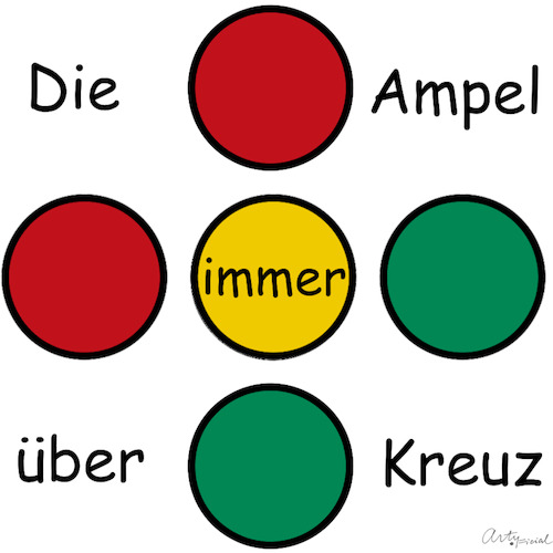 Cartoon: Wie hübsch (medium) by ArtyFicial tagged ampel,kreuz,muster,streit