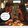 Cartoon: First Date (small) by ArtyFicial tagged first,date,love,attraction,vamp,vampire,man,eater,vegan