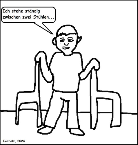 Cartoon: Zwischen zwei Stühlen... (medium) by Fettsau1978 tagged allegorie