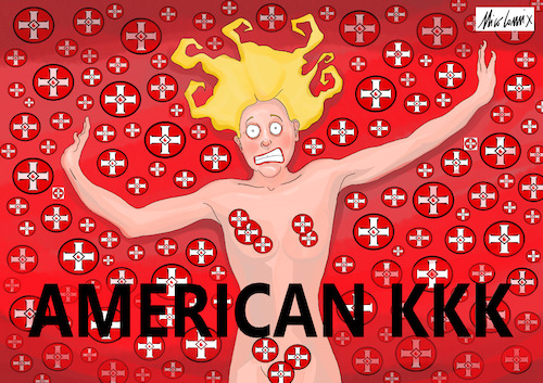 Cartoon: America KKK (medium) by Nicocomix tagged usa,trump,immigration,racism,kkk,kuklusklan,america,mexico