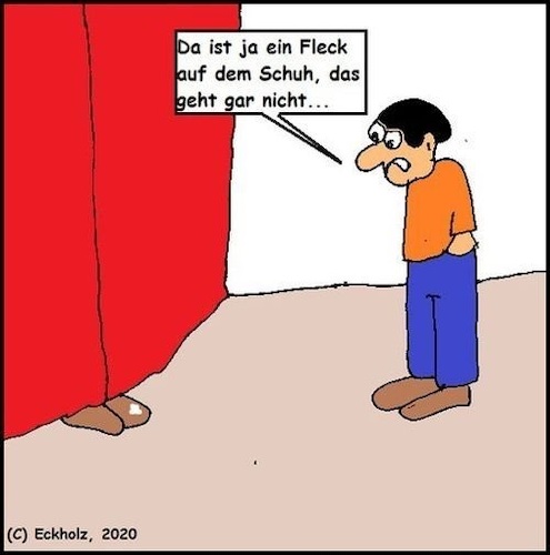 Cartoon: Fleck auf dem Schuh... (medium) by Hobbyzeichner tagged schuh,fleck,horror,grauen,mann,angst,unbehaglichkeit