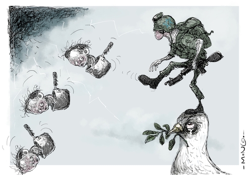 Cartoon: La ofensiva (medium) by Mongo tagged gaza,israel,hambre,palestina
