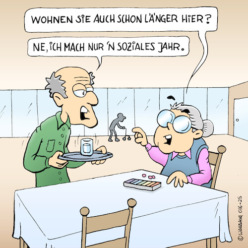 Cartoon: Soziales Jahr für Rentner (medium) by Rovey tagged senioren,rentner,soziales,jahr,altenheim,seniorenheim,pflege,altenpflege,sozialesjahrrentner,pflichtjahrimruhestand,boomerpflichtjahr,boomerbashing,rente,ruhestand,ökonomie,wirtschaft,gesellschaft,seniorendienst,pflicht,boomer,pflichtjahr,alter,lebensabend,rentenpolitik,senioren,rentner,soziales,jahr,altenheim,seniorenheim,pflege,altenpflege,sozialesjahrrentner,pflichtjahrimruhestand,boomerpflichtjahr,boomerbashing,rente,ruhestand,ökonomie,wirtschaft,gesellschaft,seniorendienst,pflicht,boomer,pflichtjahr,alter,lebensabend,rentenpolitik