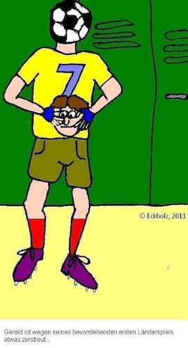 Cartoon: Geralds erstes Länderspiel... (medium) by Stiftquäler78 tagged gerald,länderspiel,sport,fussball,ballsport,ballspiel,durcheinander,mann