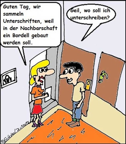 Cartoon: Unterschriftenaktion... (medium) by Stiftquäler78 tagged missverständnis,unterschriftenaktion,mann,frau,bordell,etablissement,gesellschaft,prostitution,nachbarschaft