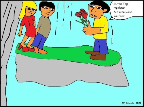 Cartoon: Absturz... (medium) by Kritzelhonk tagged rosenverkäufer,männer,frau,absturz,fall,abwärts,gesellschaft,unfall