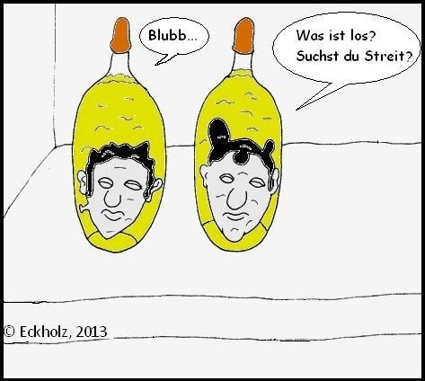 Cartoon: Suchst du Streit? (medium) by Kritzelhonk tagged streit,köpfe,provokation,gluckern,horror,grusel