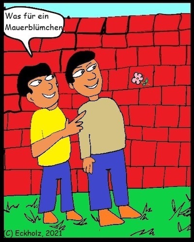 Cartoon: Was für ein Mauerblümchen... (medium) by SK1978 tagged männer,mauerblümchen,spott,sprache,sinnbild