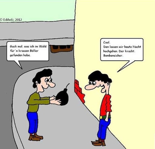 Cartoon: Böller... (medium) by Mr Speck tagged böller,silvester,jungen,knaller,kracher,bombe,fund,blindgänger