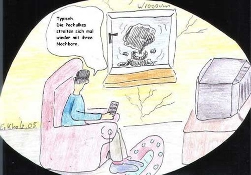 Cartoon: Nachbarschaftsstreit... (medium) by Mr Speck tagged atompilz,nachbarschaftsstreit,konflikt,gesellschaft,auseinandersetzung