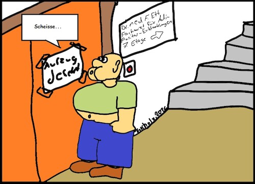 Cartoon: Scheisse... (medium) by Mr Speck tagged adipositas,fettelibigkeit,übergewicht,ärzte,patienten,bewegung,treppe,aufgang,gesundheit