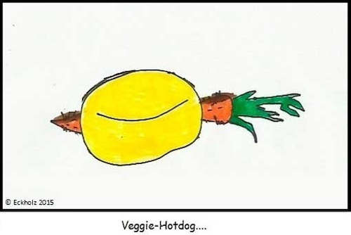 Cartoon: Veggie-Hotdog... (medium) by Mr Speck tagged hotdog,veggie,veganer,vegetarier,gesundheit,brötchen,möhre,karotte,gemüse,kraut,rüben,ernährung,gesellschaft