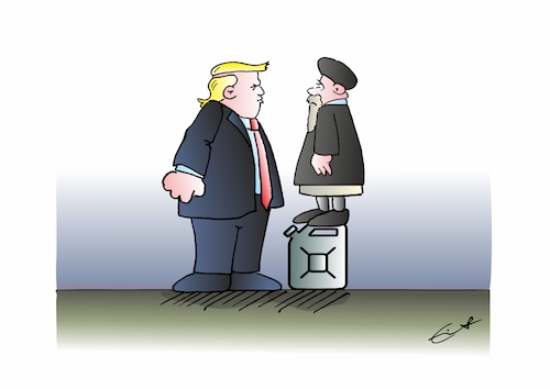Cartoon: Auf Augenhöhe (medium) by Bernd Eisert tagged trump,iran,waffenruhe,öl,kampf,diplomatie,angst,trump,iran,waffenruhe,öl,kampf,diplomatie,angst