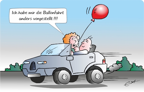 Cartoon: Ballonfahrt (medium) by Bernd Eisert tagged auto,cabrio,paar,luftballon,ballonfahrt,missverständnis,auto,cabrio,paar,luftballon,ballonfahrt,missverständnis