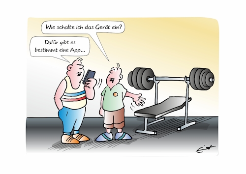 Cartoon: Fitness App (medium) by Bernd Eisert tagged fitness,sportler,app,gewicht,fitness,sportler,app,gewicht