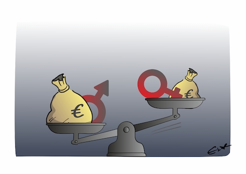 Cartoon: Gleichberechtigung (medium) by Bernd Eisert tagged gleichheit,mann,frau,verdienst,ungleichheit,gleichheit,mann,frau,verdienst,ungleichheit