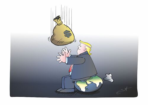 Cartoon: Trumps Gier (medium) by Bernd Eisert tagged trump,welt,geld,gier,reichtum,zufriedenheit,selbstherrlich,zölle,trump,welt,geld,gier,reichtum,zufriedenheit,selbstherrlich,zölle