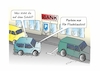 Cartoon: Service der Bank (small) by Bernd Eisert tagged bank,parkplatz,hinweis,fluchtauto,bankräuber