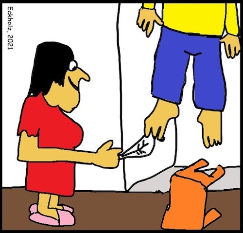 Cartoon: Ohne Worte (medium) by SMK1978 tagged fau,mann,ehe,scheidung,suizid,tod,freitod,hängen,baumeln,feder,kitzeln