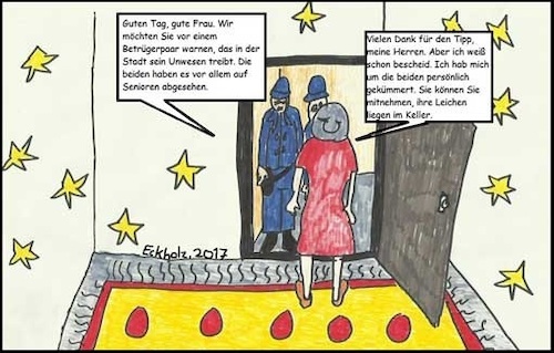 Cartoon: Selbstjustiz... (medium) by SMK1978 tagged oma,verbrecher,betrüger,polizei,trickbetrüger,mord,leichen,keller,betrug,warnung,gesellschaft,kriminalität,verbrechen,untat