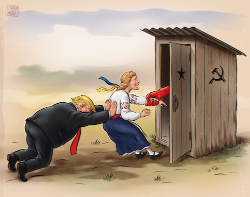 Cartoon: The Deal (medium) by Cyberwolf tagged ukraine,russia,usa,war,invasion,occupation,imperialism,peace,negotiations,trump,ussr