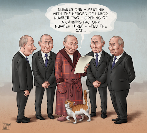 Cartoon: The Old Tradition (medium) by Cyberwolf tagged putin,war,criminal,body,doubles,authoritarianism,dictatorship