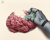 Cartoon: Cognitive Decline (small) by Cyberwolf tagged ai,artificial,intelligence,brain,thinking,mind,technology,dependence,future,eraser