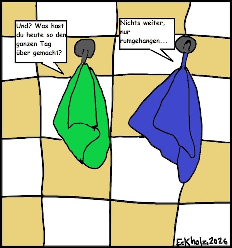 Cartoon: Rumgehangen... (medium) by Mr Mampf tagged waschlappen,hängen,rumhängen,rumgehangen,sprache