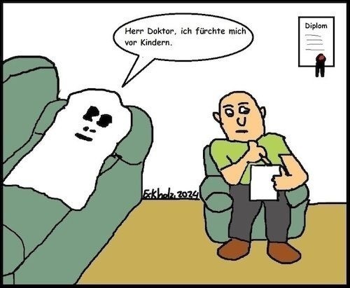 Cartoon: Angst... (medium) by Hobbyzeichner78 tagged psychologe,psychotherapeut,angst,geist,sofa