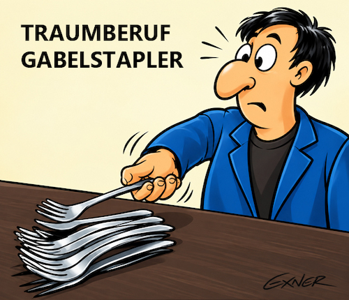 Cartoon: Gabelstapler (medium) by peachbossom tagged wortspiel