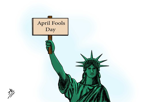 Cartoon: April Fools Day (medium) by yaserabohamed tagged april,fools,day,statue,of,liberty