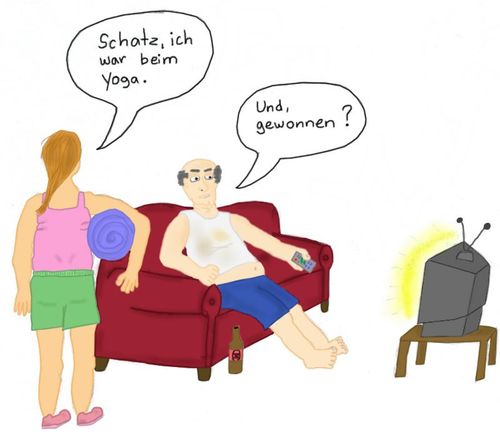 Cartoon: Yoga (medium) by fantanton tagged freizeit,sport,frau,mann,yoga
