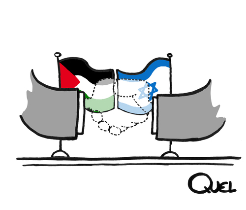 Cartoon: ISRAEL-PALESTINE NEGOTIATIONS (medium) by QUEL tagged israel,palestine,negotiations