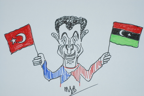 Cartoon: sarkozy libyada (medium) by MSB tagged libya,sarkozy