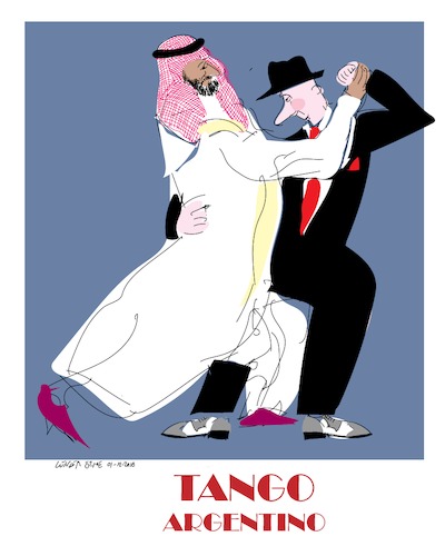 Cartoon: Argentine Tango (medium) by gungor tagged argentina,argentina,tango,saudi,arabien,präsident,argentinien