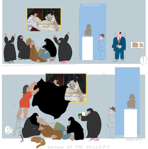 Cartoon: At the Art gallery (medium) by gungor tagged drama,in,the,gallery,drama,in,the,gallery