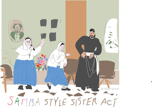 Cartoon: Brazilian sister act (medium) by gungor tagged brazilian,nun,goes,viral,brazilian,nun,goes,viral