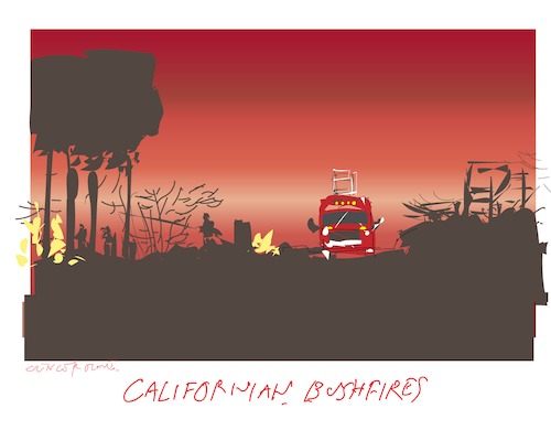 Cartoon: Californian Fire (medium) by gungor tagged usa,usa,kalifornien,sommer,waldbrand,feuer