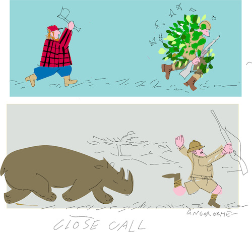 Cartoon: Close call (medium) by gungor tagged close,call,close,call