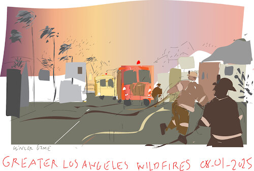 Cartoon: Deadly fires in Los Angeles (medium) by gungor tagged los,angeles,wildfires,2025,los,angeles,wildfires,2025