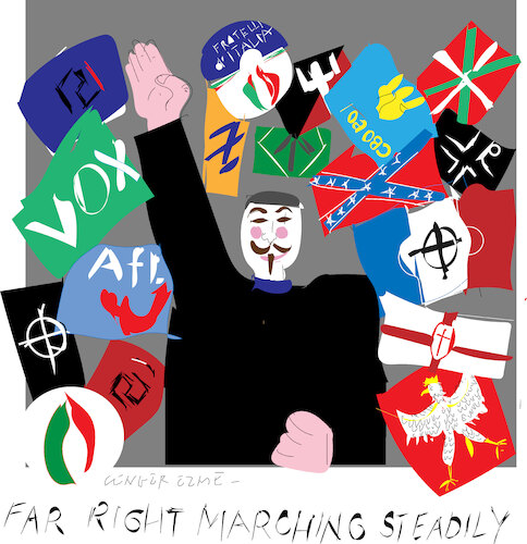 Cartoon: Far right in Europe (medium) by gungor tagged far,right,surging,far,right,surging
