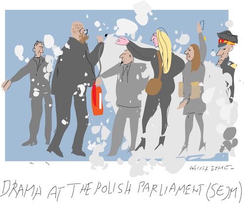 Cartoon: Far right politician (medium) by gungor tagged politician,and,fire,extinguisher,politician,and,fire,extinguisher