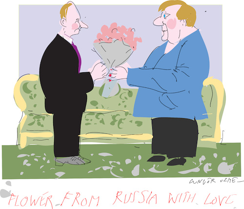 Cartoon: Flower from Russia (medium) by gungor tagged putin,and,merkel,era,putin,and,merkel,era